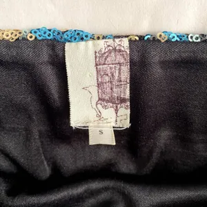 Francesca's Allover Sequin Mini Skirt Bodycon Blue Gold Geometric Tribal‎ Small thumbnail 3