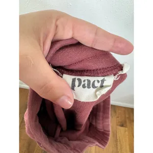 Pact Organic Cotton Waffle Knit Lounge Pants Rose Red Wide Leg Drawstring Small thumbnail 4