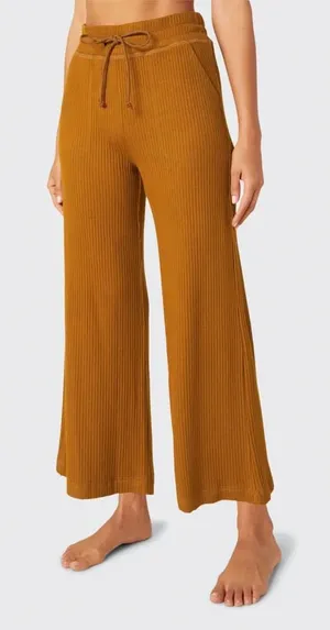 BEYOND YOGA Free Flow Wide-Leg Cropped Ribbed Pants Burnt Orange Size XS NWOT thumbnail 1