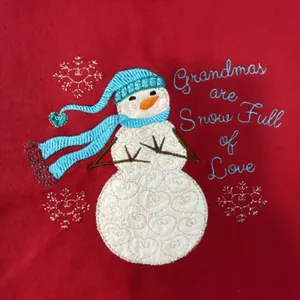 Grandmas Are Snow Full Of Love Red Sweatshirt Snowman Embroidered Womens Size M thumbnail 2