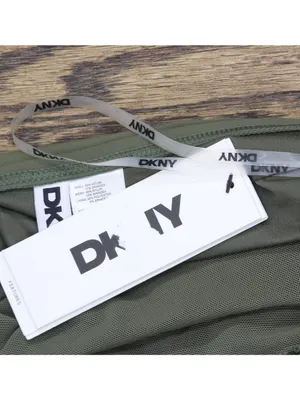 DKNY Halter V-Neck Shirred Tankini Top DIMKS215 Moss Green S thumbnail 4