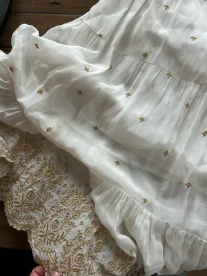 Guadalupe Johana White Gold Embroidered Dress S thumbnail 12