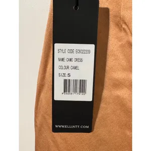 Elliatt Camo Champagne Satin Mockneck Draped Dress Tulip Hem New with Flaw thumbnail 9