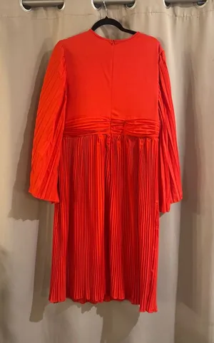 NWT Pluswear Pleated Long-Sleeve Red Dress thumbnail 1