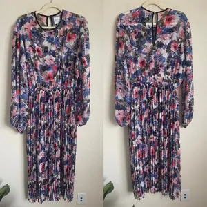 MISA LA Meadow Pleated Juliana‎ Midi Dress Long Sleeve Floral thumbnail 2