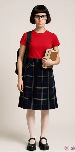Vintage plaid midi skirt wool high waist USA preppy academia patchwork Heritage thumbnail 1