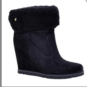 UGG Kyra hidden wedge black suede boots size 9.5 thumbnail 1