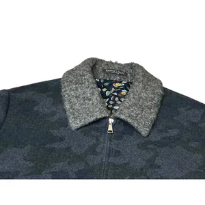 Paisley & Gray‎ Camo Bomber Jacket Blue Grey Faux Shearling Collar Slim Fit XL thumbnail 4