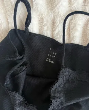 a new day Black Lace-Trim Ribbed Cami thumbnail 3