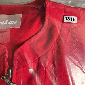 Vintage Tanjay‎ Red faux suede/knit zip up studded womens jacket sz M thumbnail 7