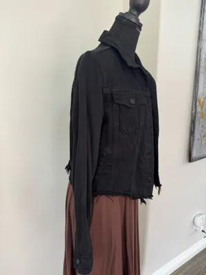 Hidden Los Angeles Black Denim Raw Hem Jacket Size Small thumbnail 12