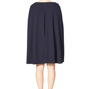 Maggy London Navy Blue‎ Cape Sheath Cocktail Dress Boat Neck Mini NEW thumbnail 4