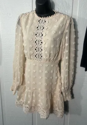Lulus Beige Long Sleeve Dress Size XXS EUC thumbnail 1
