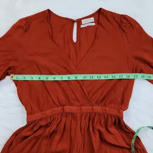 Urban Outfitters Mona Surplice Long Sleeve Romper Sz‎ Medium Rust Orange Viscos thumbnail 5