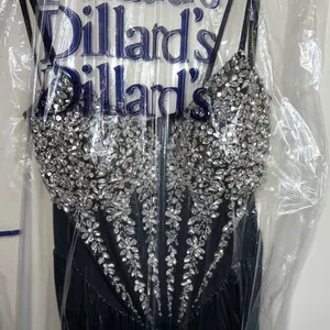 Jovani Metallic Sweetheart Neck Beaded‎ Corset Bodice A line dress prom 4 thumbnail 4