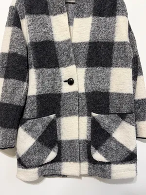Aritzia Wilfred Free Off-Duty Jacket Size Medium Wool Black White Checkered thumbnail 6