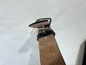 Leather Belt 38 Black Top Grain Oil Ten Leather Tooled Removable Silver Buckle thumbnail 7