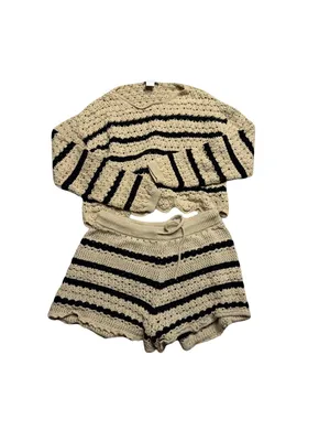 🧶 House of Harlow 1960 Size M Crochet Knit Striped Sweater Shorts Set 🧶 thumbnail 2