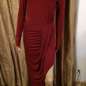 CQ by CQ High/Low Burgundy Goddess Draped Dress thumbnail 5