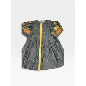JK Collection Womens Chambray Dress Embroidered Floral Button Boho Folk Art XL thumbnail 4