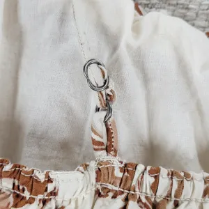 Abercrombie & Fitch Babydoll Cami Top Womens M White Brown Floral Tiered Tunic thumbnail 14
