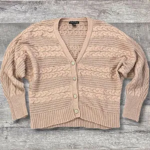 A Love Story Cable Knit Cardigan Women M Dolman Sleeve Rhinestone Button Sweater thumbnail 1