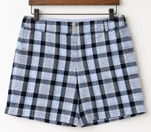 NY&Co‎ Manhattan Shorts Womens 16 Plaid Chino Tailored Zip Button Work thumbnail 1