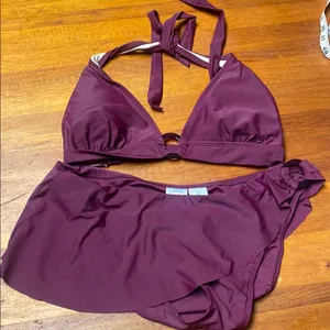 Elegant Purple Triangle Bikini Set Swim Size XL thumbnail 1
