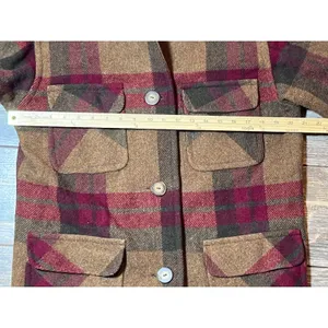 Vintage Eddie Bauer Women Plaid‎ Wool Blend Barn Chore Jacket Medium Oversized thumbnail 5