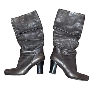 Biviel Brown Leather Slouchy Heeled Boots Size 6.5 / 37 thumbnail 1