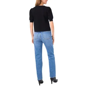 NWT Sam and Jess Womens Short Puff-Sleeve Sweater TA93148041BS Black L thumbnail 2