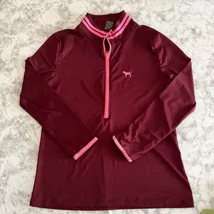 PINK Victoria's Secret Maroon Zip Pullover with Pink Accents thumbnail 2