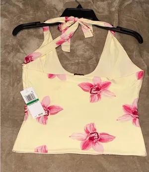 Derek Heart orchid-print halter top. thumbnail 1
