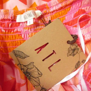NWT Abel The Label Charlie in Pink Orange Floral Open Tie Back Midi Dress L thumbnail 6