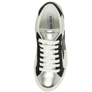 NEW Steve Madden Rezume Silver/Black Lace Up Rounded Toe Fashion Leather thumbnail 4
