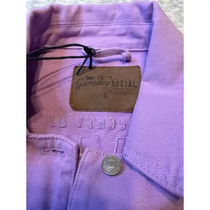 Gameday‎ Social Clemson Tigers Embroidered Cropped Denim Jacket Lavender W L NWT thumbnail 6