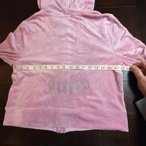 Juicy Couture Pink Velour Rhinestone Logo Zip Up‎ Hoodie Sweatshirt Large Y2K thumbnail 8