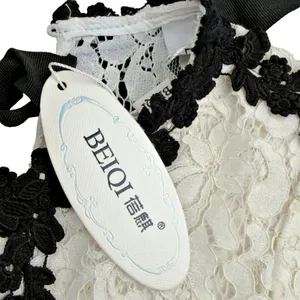 Son Yoon Joo Black White Lace Bows Fitted Pencil Sheer Unlined Dress Coquette thumbnail 4