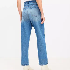 Loft | High Rise Straight Cotton Jeans in Vintage Mid Indigo Wash Size 6 / 28" thumbnail 3
