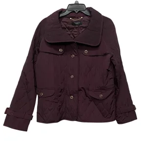 Talbots Winter Jacket Size Small Deep Plum Quilted‎ Lightweight Coat thumbnail 1