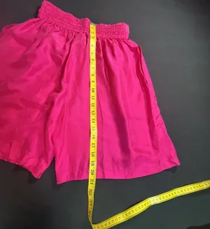 Leena Studio Vintage Hot Pink 100% Silk Pleated Bermuda Shorts thumbnail 10