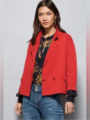 CAbi Coronation Cardigan Knit Jacket Cardinal Red 100% Cotton Blazer Sz S 💚🎀 thumbnail 14