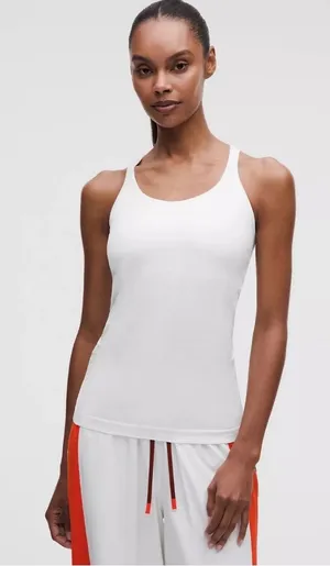 Lululemon Ebb to Street Tank Top White Ribbed Built In Bra Racerback Athletic 8 thumbnail 1