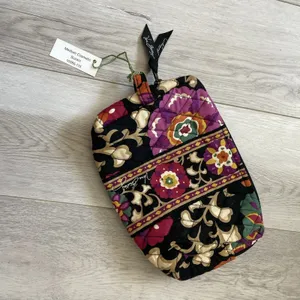 Vera Bradley Bag NWT suzani print cosmetic makeup womens Black quilted travel thumbnail 2