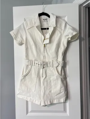 Show Me Your Mumu White Denim western Romper thumbnail 1