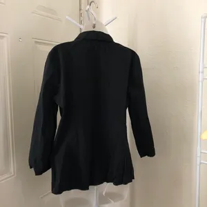 Gothic Office Siren Core Preppy Dark Academia Black fitted ruched corset button up down shirt blouse top thumbnail 3