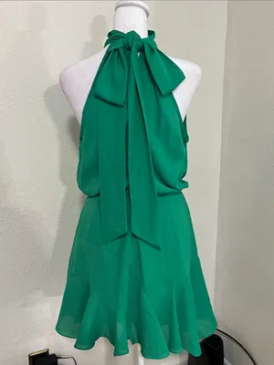 DO+BE Emerald Green Halter Mini Dress thumbnail 4