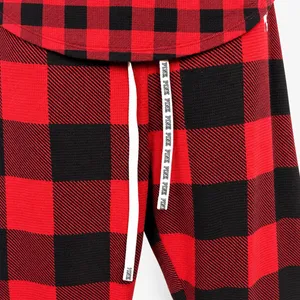 PINK Victoria's Secret Sleep Set Waffle Knit Women M Red Black Buffalo Plaid thumbnail 7