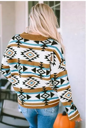 Savanna Jane Aztec/ Southwestern Sweater Size Small. thumbnail 2