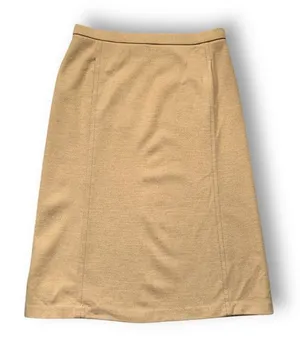 Vintage Bleyle for Hooper Tan Camel Wool Tailored‎ Neutral Midi Skirt thumbnail 1